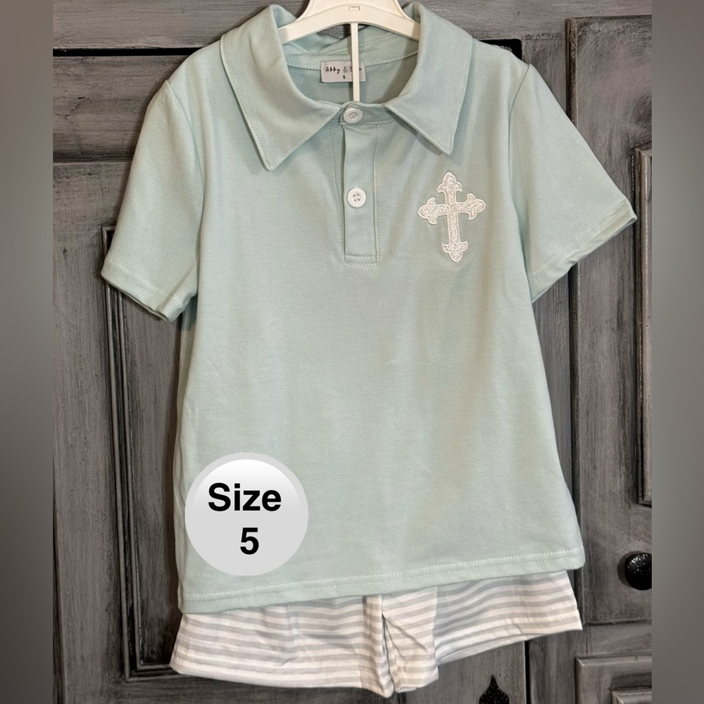Light Blue Kids Polo Shirt Set